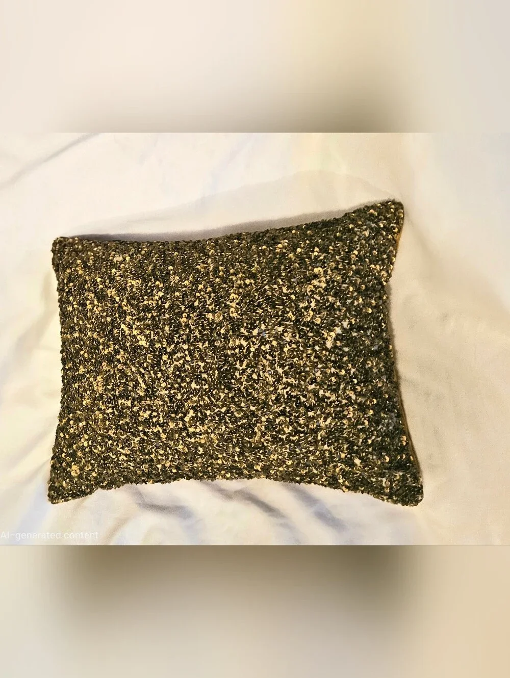 Source Unknown Gold and Black Bouclé Accent Pillow 12in X 16 In
